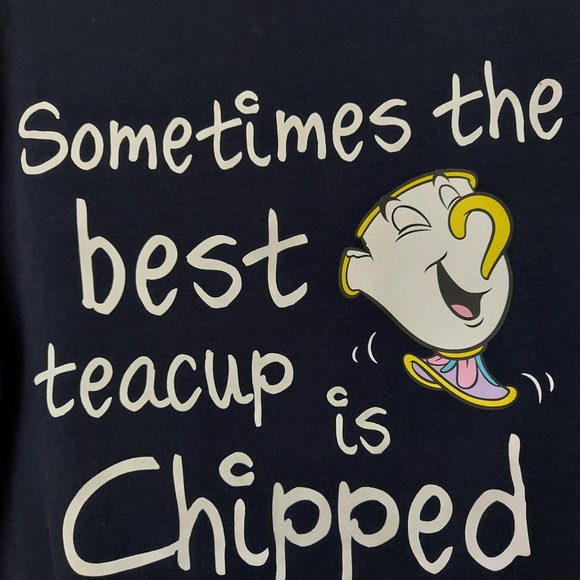 Disney Parks Women Sweatshirt 6 Beauty & the beast Chip Tea Cup Fleece Bell - Picture 5 of 13